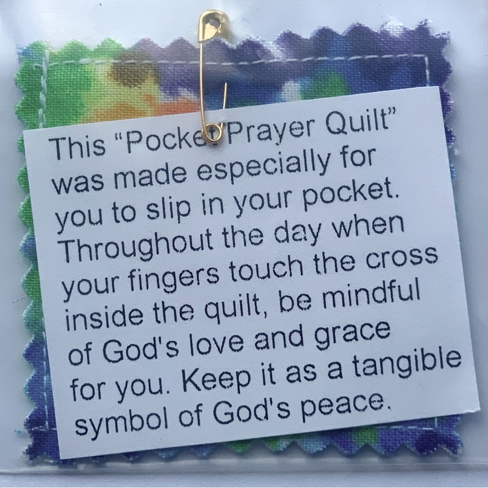 Pocket Prayer Quilts Christian Cross sewn inside. Tie-dye pattern. - Picture 2 of 8